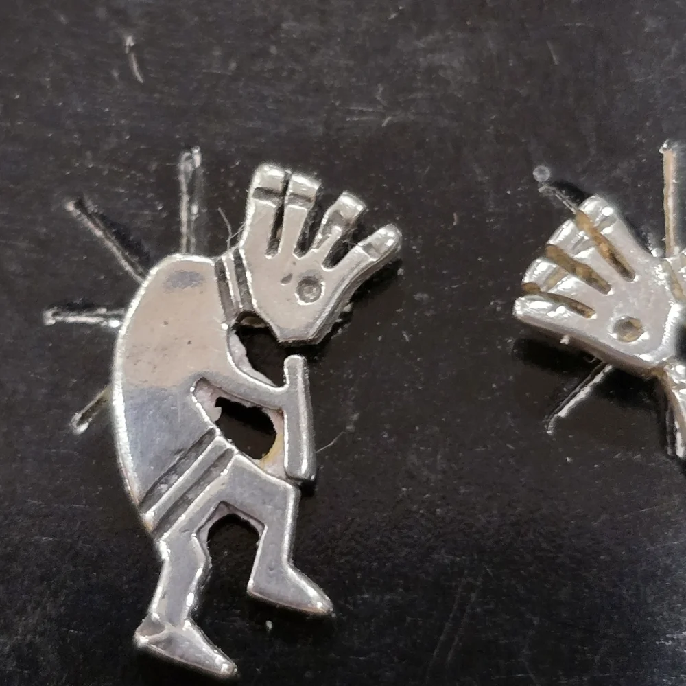 Kokopelli Native American Stud Earrings Sterling